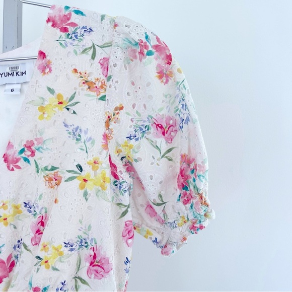 YUMI KIM ~ “Be The One” Eyelet Floral Print Dress ~ Faux Wrap Skirt ~ Size 6 - Picture 12 of 16